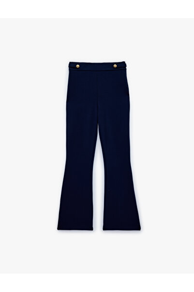 Koton Παντελόνι από ύφασμα ισπανικής φαρδιάς γραμμής με λεπτομέρεια κουμπιού ...