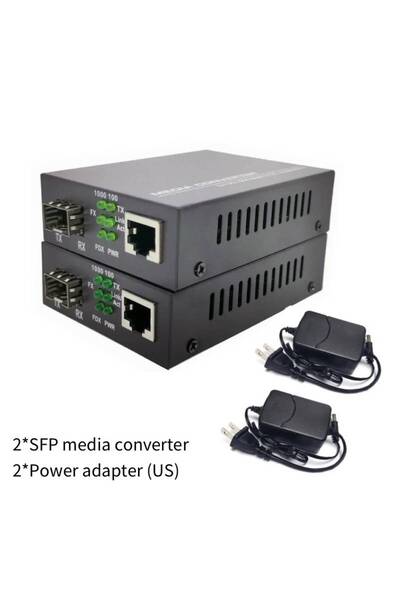 Choice8 زوج واحد مع محول وسائط جيجابت SFP أمريكي من الألياف إلى إيثرنت RJ45 م...