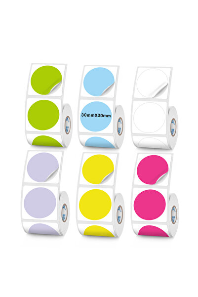 Choice6 6 لفات من ورق لاصق حراري دائري ملون متنوع، يستخدم مع طابعة سينمارك ال...