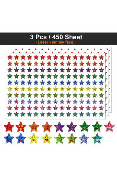 Choice15 PURPLE 450-3000 Sheet Happy Face Stars Reward Sign Stickers Pack DIY...