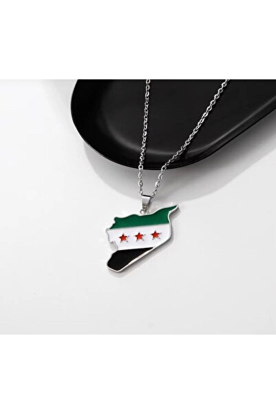 Yuchicly Map Figured Patterned Metal Necklace – Silver Color Unisex Design