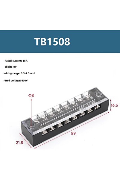 choice2 موصل سلكي أسود مزدوج الصفوف ذو طرف لولبي حاجز، TB1508، 15 أمبير، 600 ...