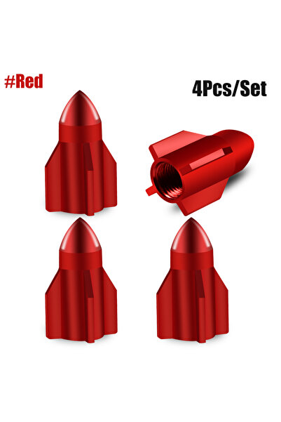 Choice5 C0063-Red 4pcs Car Tire Valve Cap Grenade Aluminum Tyre Valve Stem Co...