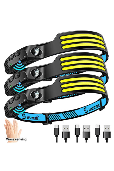 choice2 بطارية مدمجة، 3 مصابيح COB، 3 قطع، عبوة من 1 إلى 5 قطع، مصباح رأس، قا...