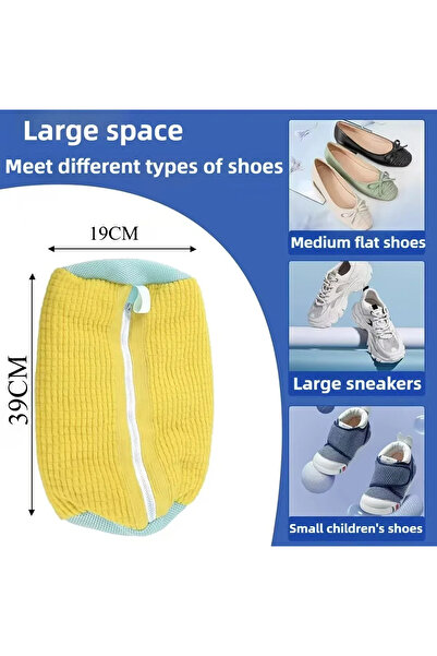 choice2 حقيبة غسيل أحذية صفراء، شبكة مبطنة، واقي للأحذية أثناء الغسيل، ألياف ...