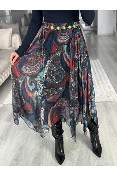 IŞILDA FASHION Asimetrik uzun etek