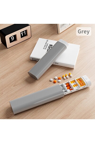 choice2 علبة حبوب جديدة فاخرة محمولة رمادية اللون، تتسع لـ 7 أيام، تحتوي على ...
