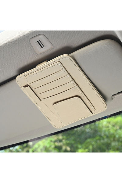 choice2 منظم قبعة بواقٍ شمسي للسيارة بيج اللون، متعدد الجيوب، لتخزين بطاقات ا...