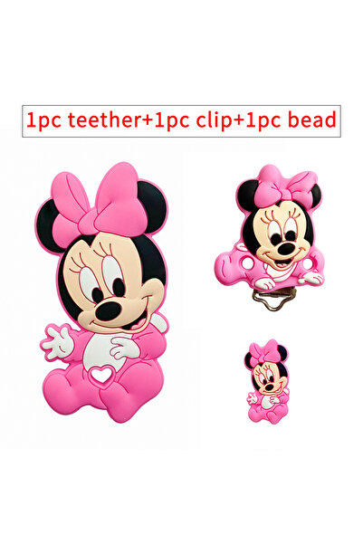 Choice23 3 قطع/مجموعة مشابك عضاضة سيليكون بتصميم بامبي برينسيس، مزينة بخرز، م...