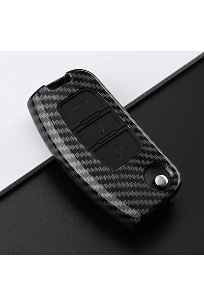 Choice1 غطاء مفتاح سيارة بتصميم من ألياف الكربون ABS، مناسب لسيارات فورد فييس...