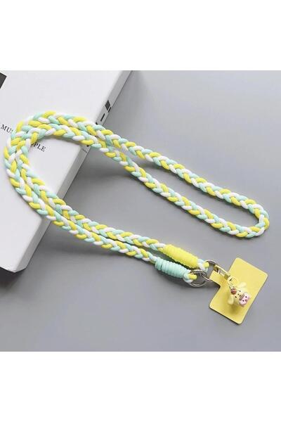 choice2 بوليستر / نايلون أصفر أخضر أبيض قطعة واحدة حبل تعليق هاتف محمول بتصمي...