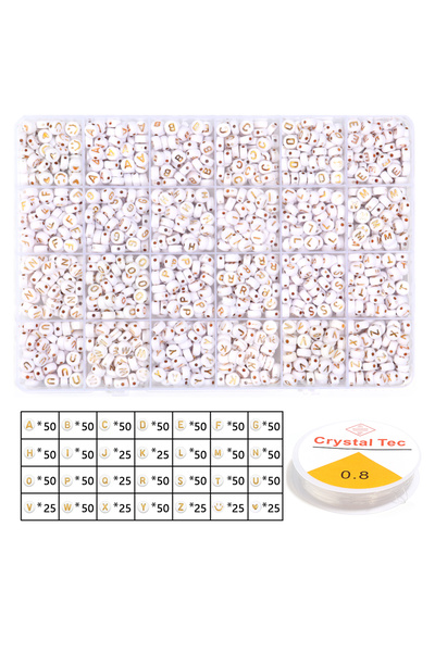 choice2 White Gold 1200pcs/box Acrylic Letter Beads Set English Alphabet Flat...