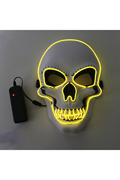 choice2 Yellow Halloween Horror Skull Mask LED Cold Light Mask LED Halloween ...