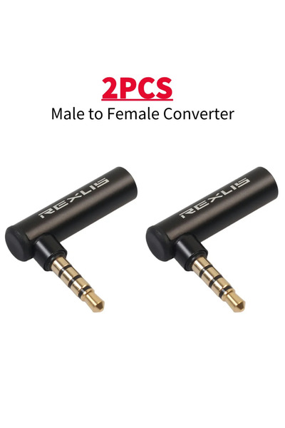 Choice4 محول سماعات أذن APWIKOGER أسود اللون، قطعتان، مقبس 3.5 ملم، زاوية 90 ...