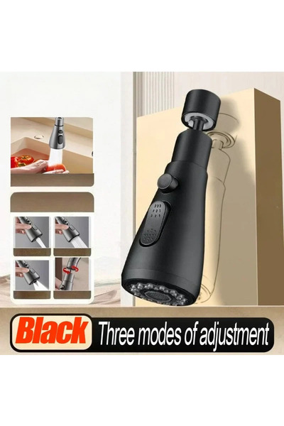 Choice4 وصلة صنبور سوداء قطعة واحدة من سبيكة معدنية، بثلاثة أوضاع، موفرة لتدف...