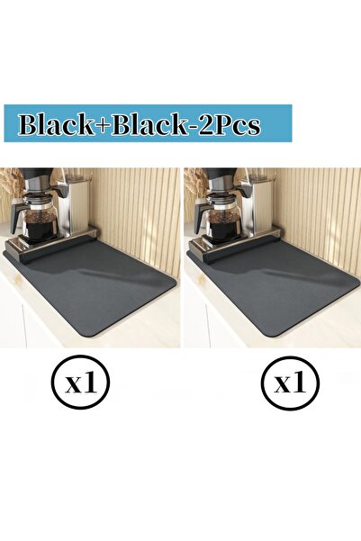 Choice13 حصيرة مطبخ كبيرة فائقة الامتصاص، مقاس 20×30 سم، لون أسود، قطعتان، مض...