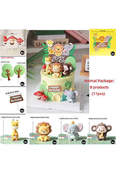 Choice15 مجموعة من 11 قطعة لتزيين كعكة عيد الميلاد، مستوحاة من حيوانات سفاري ...