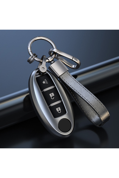 choice2 غطاء مفتاح سيارة رمادي اللون مع سلسلة مفاتيح مفاتيح، مناسب لسيارات ني...