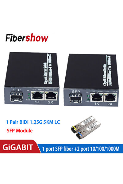 Choice3 محول وسائط جيجابت LC 5KM EU Power، منفذ SFP واحد إلى منفذي ألياف ضوئي...