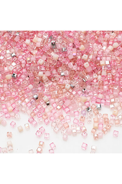 Choice21 4mm 100pcs Pink 3/4/6/8mm Mixed Faceted Square Glass Bead Loose Spac...