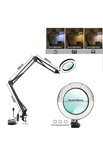 Choice9 3-segment black 72LED 8X/10X NEW Illuminated Magnifier USB 3 Colors L...