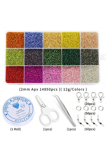 Choice9 b.2mm Apx 14850pcs Multi Size 11/0 2 3 4mm Kit Transparent Glass Bead...
