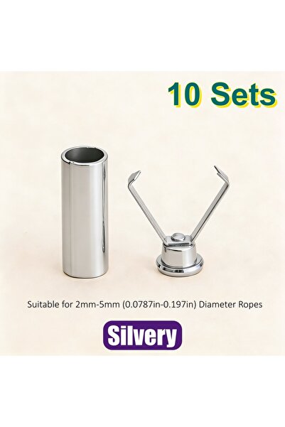 Choice1 مجموعة من 10 قطع من مشابك تثبيت أطراف الحبال المعدنية الفضية، مناسبة ...