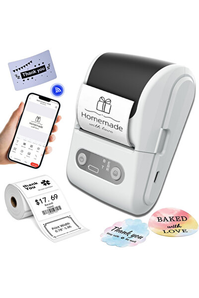 Choice9 P1 White Wireless thermal label printer - suitable for printing produ...