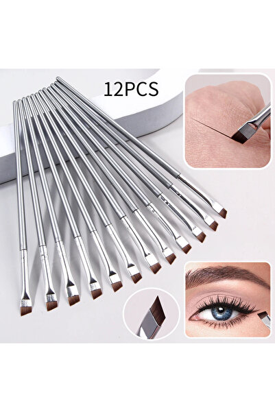 Choice3 C705-Silver 12pcs 12pcs ultra-fine blade eyeliner brush Super soft ma...