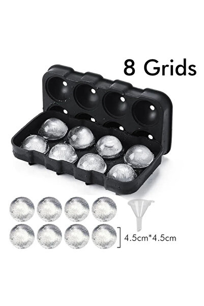 Choice1 قالب مكعبات ثلج سيليكوني بثمانية أقسام، قالب مكعبات ثلج كبير قابل لإع...