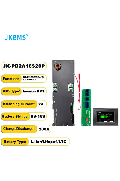 Choice9 JK-PB2A16S20P-LCD JKBMS Inverter Smart BMS 8S 16S 24V 48V 8S-16S 100A...
