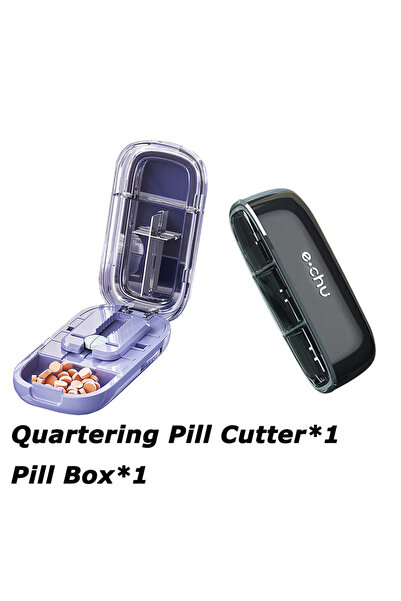 Choice17 فاصل أقراص بنفسجي - قطعتان، قاطع أقراص مع حجرة تخزين للأقراص الصغيرة...