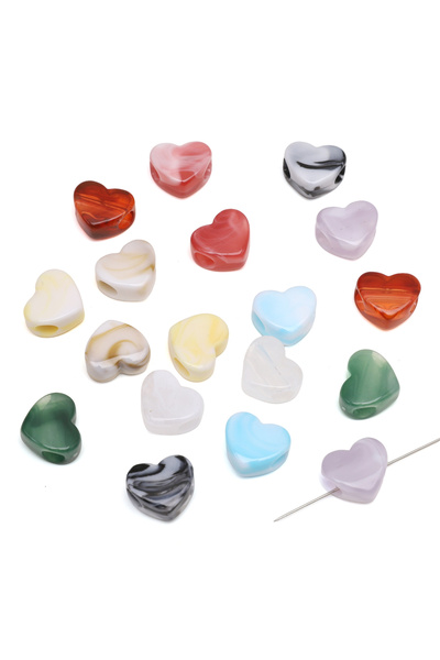 Choice1 مجموعة عشوائية 2، 30 قطعة، 10-30 قطعة، خرز أكريليك على شكل قلب بفتحة ...
