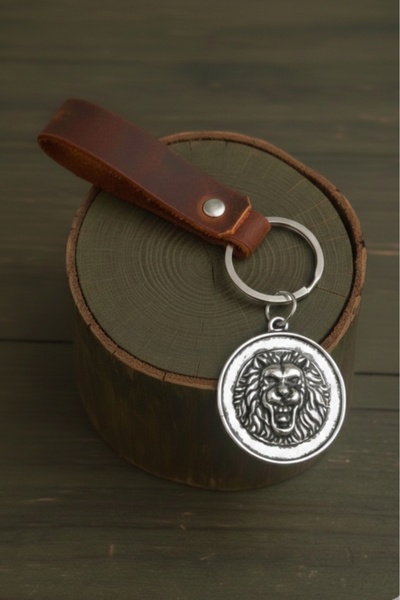 AB Takı Lion Design Real Leather Keychain Fashion Keychain Genuine Leather Ke...
