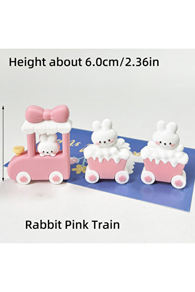 Choice9 3 قطع من زينة كعكة قطار الأرانب، أرنب وردي، زينة كعكة للبنات، مناسبة ...