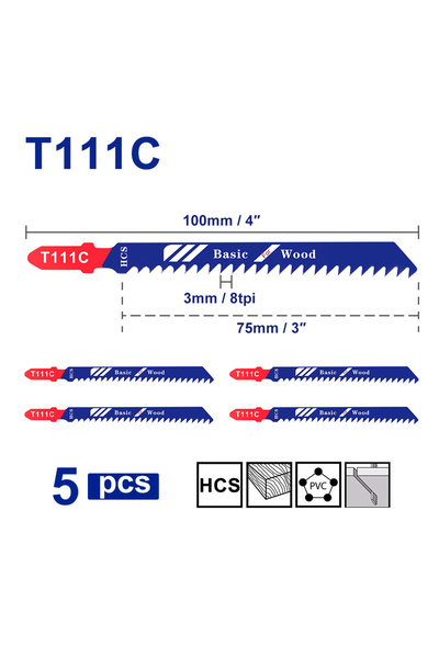 Choice4 مجموعة شفرات منشار الترددية T111C CMCP (5 قطع) HCS (5 قطع) - شفرات حا...