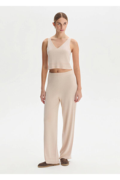 Knitss Pamuk İpek Karışımlı Naturel Triko Pantolon