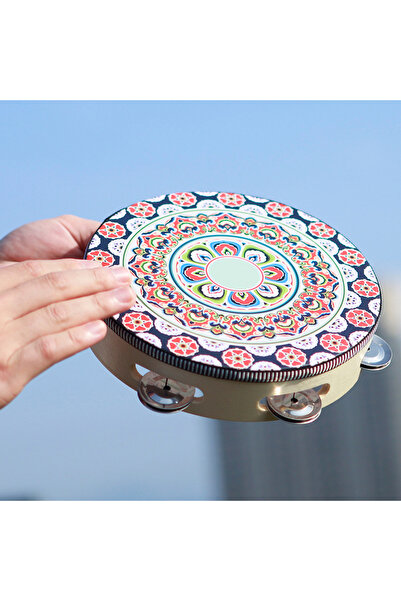 Choice8 8 Inch Tambourine 1 IRIN 8 Inch Tambourine Handbell Hand Drum Colourf...