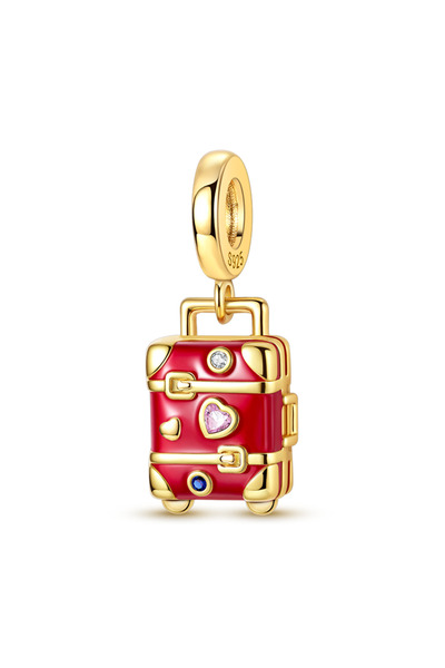 Choice7 KTC1141-GD قلادة فضية عيار 925 بتصميم جواز سفر ذهبي، خرزة على شكل فرا...