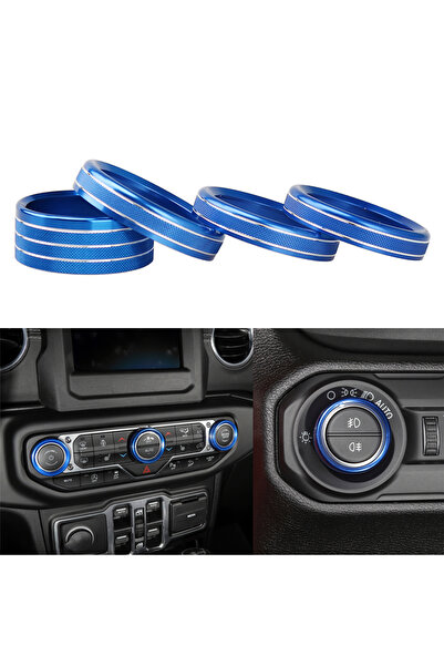 Choice6 غطاء مقبض مكيف هواء المصابيح الأمامية للسيارة، أزرق، مكون من 4 قطع، ح...
