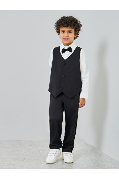 Styli Boys Shirt with Pants and Waist Coat with Bow Set
