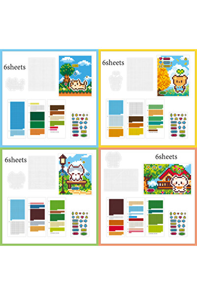 Choice4 5 6 أوراق/ حقيبة ملصقات بكسل صغيرة بتصميم حيوانات كاواي لتخفيف التوتر...