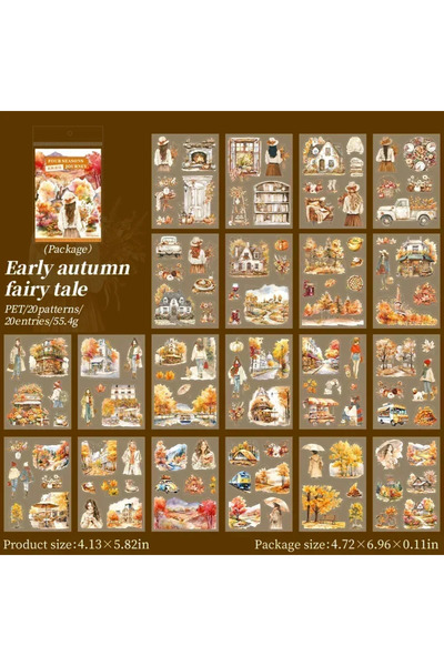 Choice1 مجموعة ملصقات "حكاية أوائل الخريف" (20 قطعة) لتزيين دفاتر اليوميات وا...