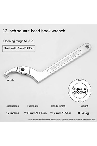 Choice5 690g 12-Inch Square head 12in Crescent wrench Adjustable wrench hook ...