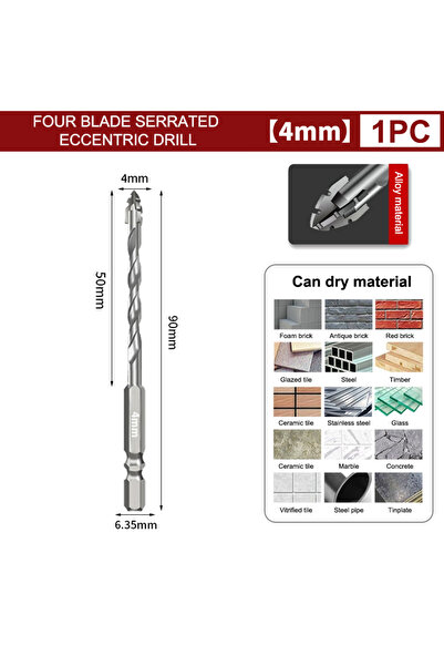 Choice4 مجموعة رؤوس حفر مسننة من الفولاذ التنجستن، 4 مم، 7 قطع/مجموعة، للبلاط...