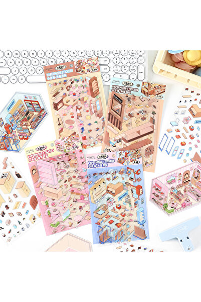 Choice3 مجموعة كاملة من ملصقات زاوية الغرفة ثلاثية الأبعاد بتصميم كاواي، مناس...