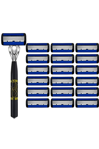 choice2 ماكينة حلاقة يدوية آمنة للرجال والنساء، 18 شفرة، مقبض واحد + 18 شفرة ...