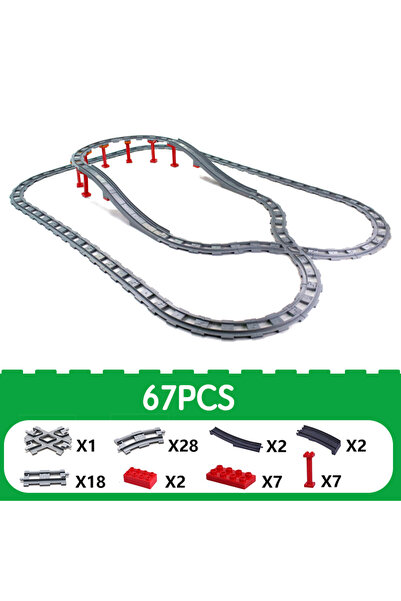 Choice22 مجموعة سكك حديدية رمادية داكنة كبيرة الحجم مكونة من 67 قطعة، مزودة ب...