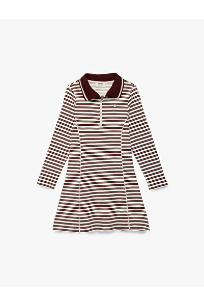Koton Pamuk paketa haljina dugih rukava Prugasto Košulja kragna