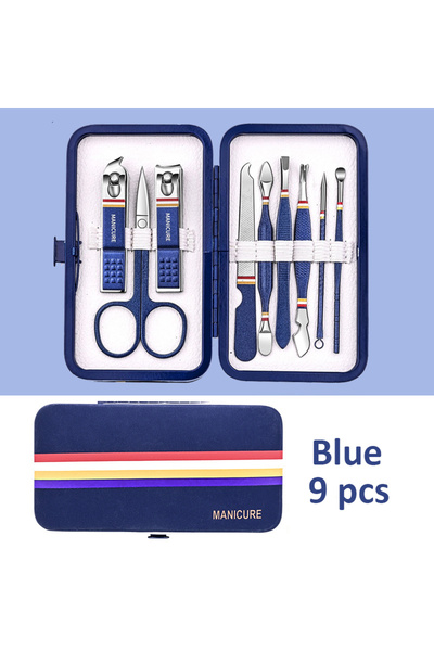 Choice12 طقم قص أظافر أزرق مكون من 9 قطع (9-19 قطعة/مجموعة) مصنوع من الفولاذ ...